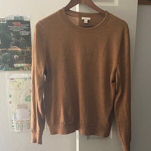 Women’s Merino Wool Crewneck Sweater in Tan - Lightweight Casual Pullover